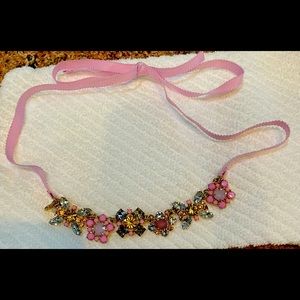 Short necklace - JCrew pink ribbon adjustable crystal necklace